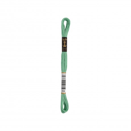 Meada de linha de bordar Anchor Stranded Cotton, filosele cor 204 verde
